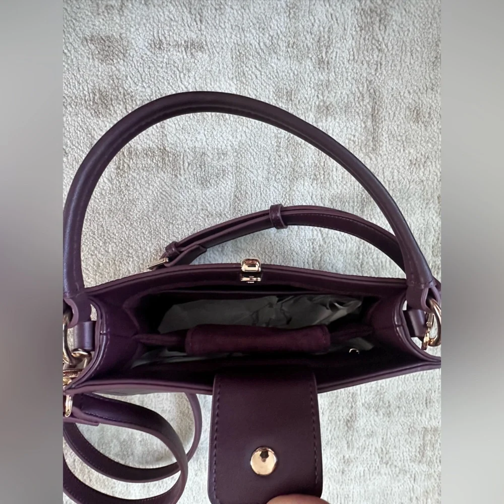 Structured Purple Crossbody Bag with Top Handle